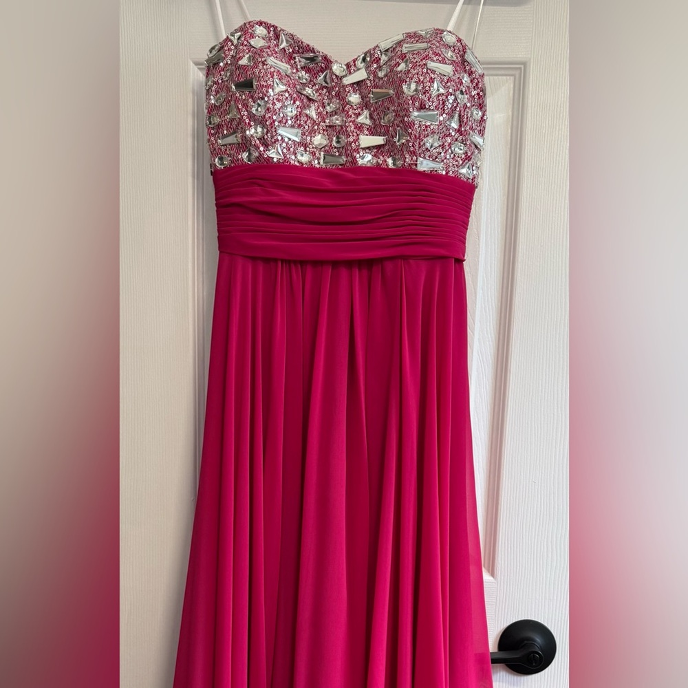 Blondie Nites Pink Strapless A-Line Maxi Dress